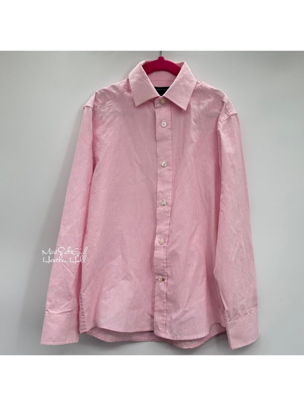 Tommy Hilfiger Pink Gingham Button-Up Collared Shirt Size 8 Unisex